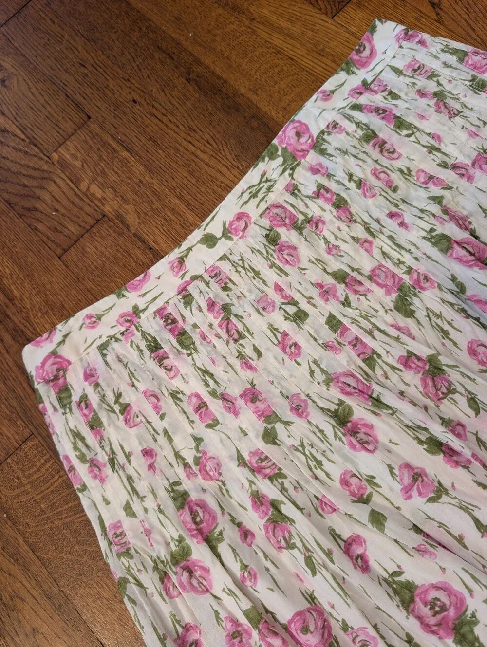 J. Crew Floral Pleated White and Pink Skirt